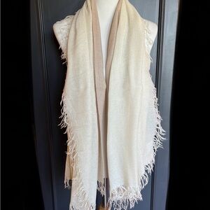 New Auth Chan Luu Dip Dyed Metallic Lurex Cashmere Silk Scarf Doeskin/Seed Pearl